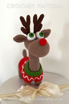 This crochet pattern will help you to make christmas toy Reindeer Rudolph. PDF English crochet pattern consists of 28 pages step-by-step crochet Instruction (more than 120 colorful close up photos). Pattern by @MommyPatterns. Crochet, Amigurumi Patterns, Crochet Christmas Trees Pattern, Crochet Christmas Trees, Crochet Christmas, Christmas Crochet Pattern, Christmas Crochet Patterns, Crochet Toys Patterns, Crochet Toys