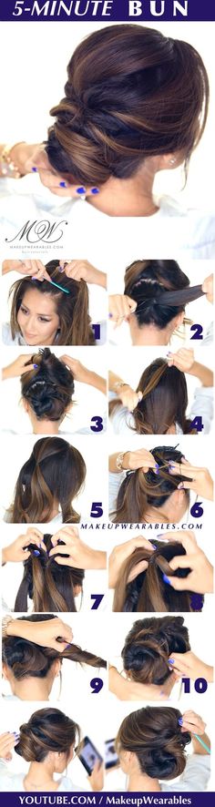 hair tutorial - easy romantic bun hairstyle - Elegant twisted bun hairstyles for homecoming prom wedding: Romantic Updo Hairstyles, Easy Hair Updos, Romantic Updo, Bride Hairstyles, Elegant Hairstyles