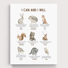 an animal poster with the words i can and i will