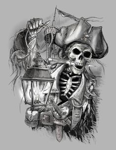 Skull Tattoos, Tattoos, Tattoo, Tattoo Sketches, Pirate Tattoo, Pirate Skull Tattoo Designs, Pirate Tattoo Flash, Skull Tattoo Design, Pirate Skull Tattoos
