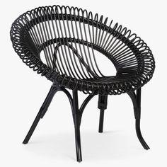 Desser Shanghai Round Rattan Lounge Chair, Black (H93 x W97 x D82cm) Ideas, Outdoor Chairs, Rattan, Boho Lounge, Large Furniture, Natural Chair, Small Furniture