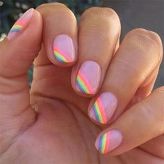 Rainbow Nails Summer Multicolor Short Squoval Press-Ons