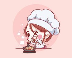 Smiling chef female. Woman chef is having fun cooking. Hand drawn vector illustration Instagram, Croquis, Doodle Art, Cartoon Chef, Cute Bakery, Chef Logo, Cute Illustration, Kitchen Cartoon, Cupcake Logo