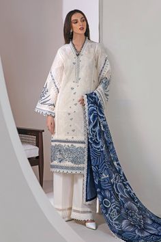 Embroidered Neckline, Sleeves, 3 Piece Suits