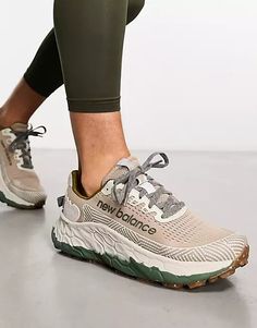 New Balance Running Fresh Foam X More sneakers in beige and green | ASOS Trainers, Outfits, Fitness, New Balance Fresh Foam, New Balance Hiking Shoes, New Balance Trail, Sneaker, Sneakers, New Shoes