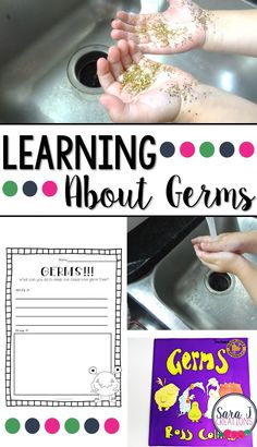Teaching kids about germs is so important in preschool and in elementary classrooms. Using books and a fun activity with glitter, students learn the importance of washing hands with soap. Have you read this book? Glitter, Learning, Teaching, Pre School, Teaching Kids, Preschool, Student Learning, Elementary, Activities