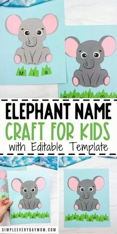 elephant name craft for kids with editable templates to make it look like an elephant