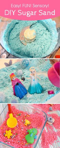 this is an easy and fun diy sugar sand recipe for kids to play with