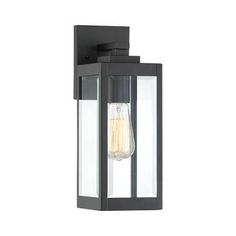 an outdoor wall light with a clear glass