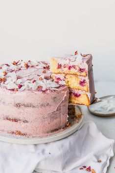 Rhubarb, Raspberry & Coconut Celebration Cake | The Brick Kitchen Cake Recipes, Cake, Tart, Cream Cake, Vanilla Cake, Rhubarb