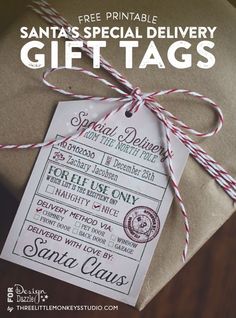 Santa's Special Delivery Free Editable Printable Gift Tags for Christmas by @3littlemonkeys Santa Gift Tags, Santa Gifts, Christmas Traditions