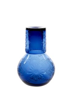 Aqua Bureau Pitcher with Glass Decanter, Blue Bottle, Recycled Glass, Antique Glass, Cobalt Glass, Tea Art, Cobalt Blue, Perfume Bottles