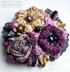 Crochet flower brooch, flower pin, crochet bouquet, flower art,textile flower…: Crochet Bouquet, Crochet Flower, Crochet Brooch, Beaded Embroidery