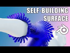 a blue and white object with the words self - building surface in front of it