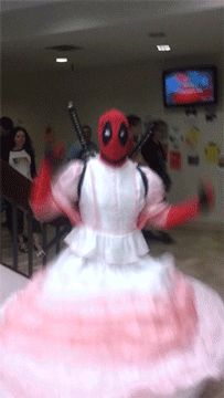 Deadpool in a Wedding Gown [Animated GIF] Cosplay, Cosplay Costumes, Lol, Superhero, Best Cosplay