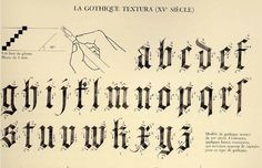 an old english typeface is shown in black and white with some writing on it