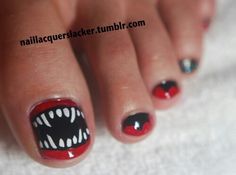 DIY nail art Vampire Nails, Halloween Toes, Cute Nails