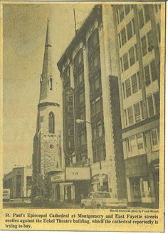 an old photo of a church in the city