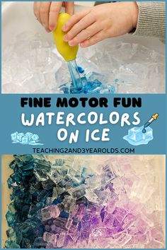 This winter fine motor activity is so simple, yet is packed with fun. Toddlers and preschoolers love using droppers to squeeze and release vibrant watercolors into bins of ice cubes! #winter #finemotor #watercolors #ice #colors #toddlers #preschool #teaching2and3yearolds Sensory Activities, Fine Motor, Toddler Fine Motor Activities, Motor Activities, Science Experiments Kids, Activities For 2 Year Olds, Educational Activities For Preschoolers