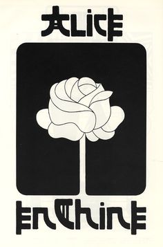 an advertisement for a flower shop with the word'alice'in black and white