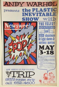 the poster for andy warhol's pop show