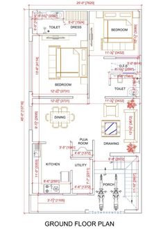 the ground plan for a house with three rooms