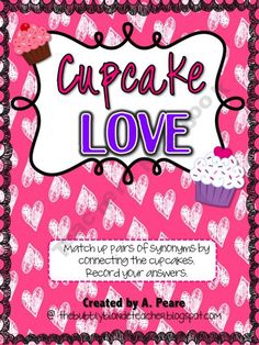 a pink book cover with hearts and cupcakes on it, the title reads cupcake love