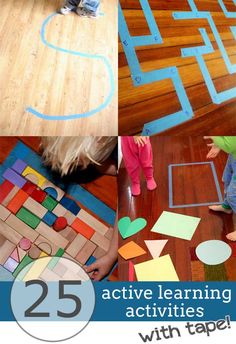 the cover of 25 activities for kids to learn with tape