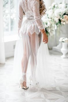 Boudoir dress bridal robe wedding robe lacewomens robe | Etsy Wedding Dress, Bridal Robes Getting Ready, Wedding Dress Lingerie, Robe De Mariee, Bridal Robes, Vestidos De Novia, Wedding Dresses Lace