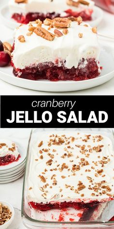 this cranberry jello salad is loaded with fresh berries and pecans