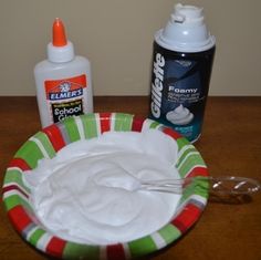 the table is covered with cleaning products and other items