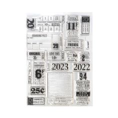 some type of sticker with numbers and times on it's side, in black and white