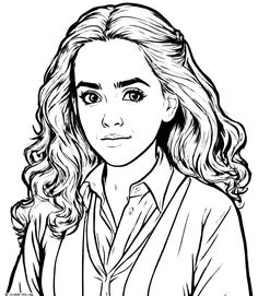 a black and white drawing of a girl with long hair, wearing a shirt and tie
