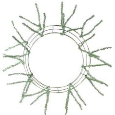 a circular metal frame with green plants in the center