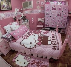 Iphone, Hello Kitty Room Decor, Hello Kitty Bedroom, Hello Kitty Bed, Kawaii Room