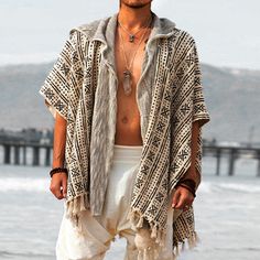 Men's Linen Casual Beach Breathable Lace-Up Tops Shirt Mens Linen, Hoods, Mens Cardigan