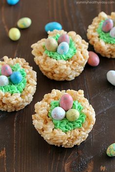 some kind of rice krispy treats with eggs in them on top of a table