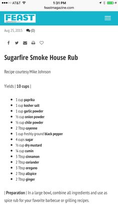 Essen, Spice Rubs, Smoked Meat Recipes, Spice Mix Recipes