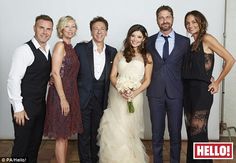 Showbiz nuptials: Ross King  married  Brianna Deutsch (centre) in a star-studded ceremony, with Gary Barlow and his wife Dawn (left) and Gerard Butler and  girlfriend Morgan Brown (right) in attendance Celebrity Style, Gary Barlow, Jackie Collins, Hollywood Actor