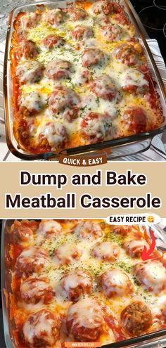 an image of dump and bake meatball casserole recipe in the oven
