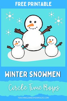 Add this cute printable snowman prop to your circle time. Fun for the winter theme! #snowman #winter #printable #prop #music #circletime #toddler #preschool #2yearolds #3yearolds #teachers #teaching2and3yearolds Christmas Activities For Kids