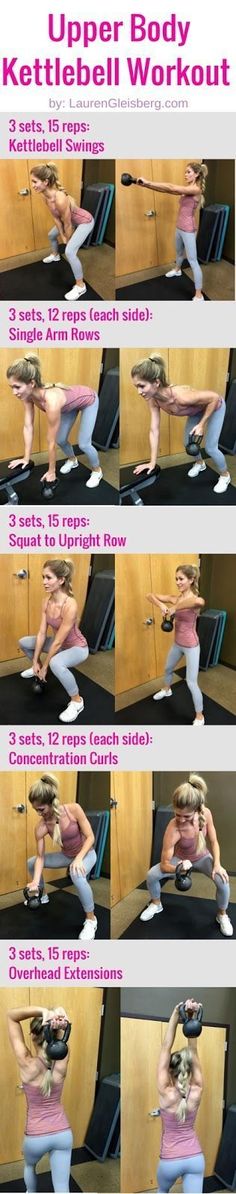 a woman doing an upper body kettlebell workout with the instructions to do it on her stomach