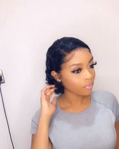 Type: Lace Front Wig Peruvian Virgin Human Hair Model Length& Density: 12inch & 150% Bleached Knots & Plucked: Yes Straps: Add extra detachable band, very stable on head Curly Lace Front Wigs, Curly Wigs, Short Lace Front Wigs, Hair Wigs, Short Curly Wigs, Curly Hair Styles, Hair Lengths