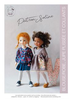 two dolls standing next to each other in front of a white background with the words pattern and
