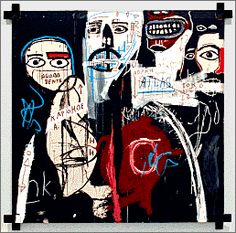 Jean-Michel Basquiat (Dec 22,1960 – Aug 12, 1988), American artist. He began as a graffiti artist in New York City in the late 1970s and evolved into a Neo-expressionist painter during the 1980s. Collaborated with Andy Warhol and David Bowie. Died of a heroin overdose. Outsider Art, Sgraffito, Robert Rauschenberg, Kunst