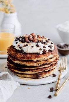 Breakfast, Pancakes, Protein, Snacks, Brunch, Crêpes, Chocolate Chip Pancakes