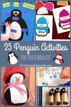 This collection of penguin activities is full of useful ideas for your winter time themes. Includes free penguin printables! #penguins #winter #science #art #cooking #sensory #printables #toddlers #preschool #2yearolds #3yearolds #teaching2and3yearolds Preschool Penguin Activities, Penguin Activities, Penguin Preschool