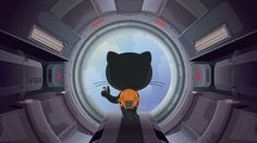 a black cat standing in the middle of a tunnel with an orange shirt on it's chest