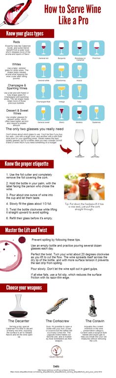 an info sheet describing how to serve wine