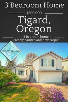 Move-in-ready 3 bedroom, 2.5 bath home just outside Portland in Tigard, Oregon.  Immaculate condition.  MLS Number: 15338461 New Carpet, Open House